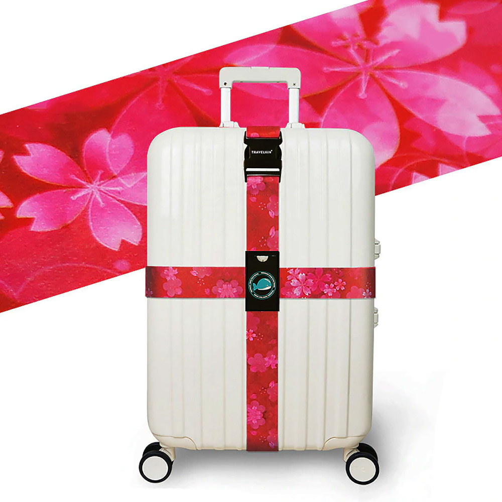 картинка Багажный ремень двойной, 200см, регулируемый, розовый 