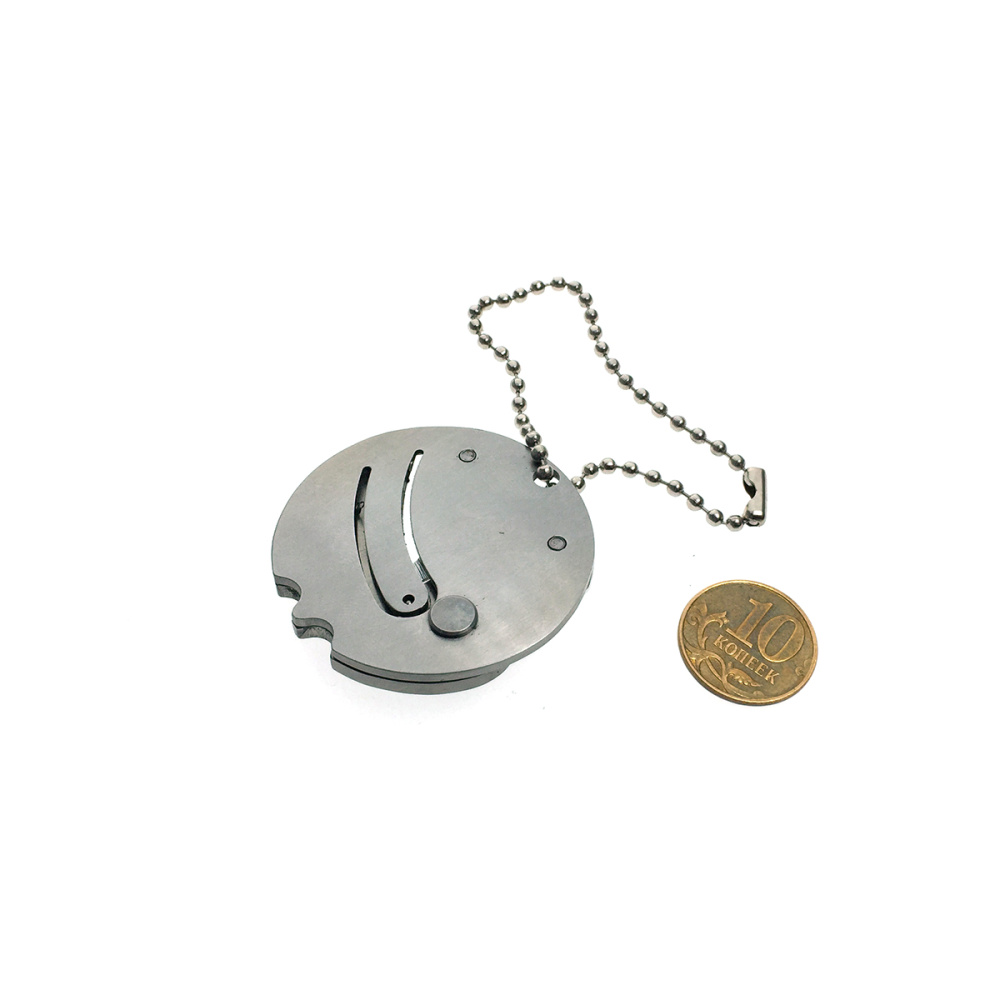 картинка Брелок мини - нож Коготь складывающийся круглый, цвет серебро 