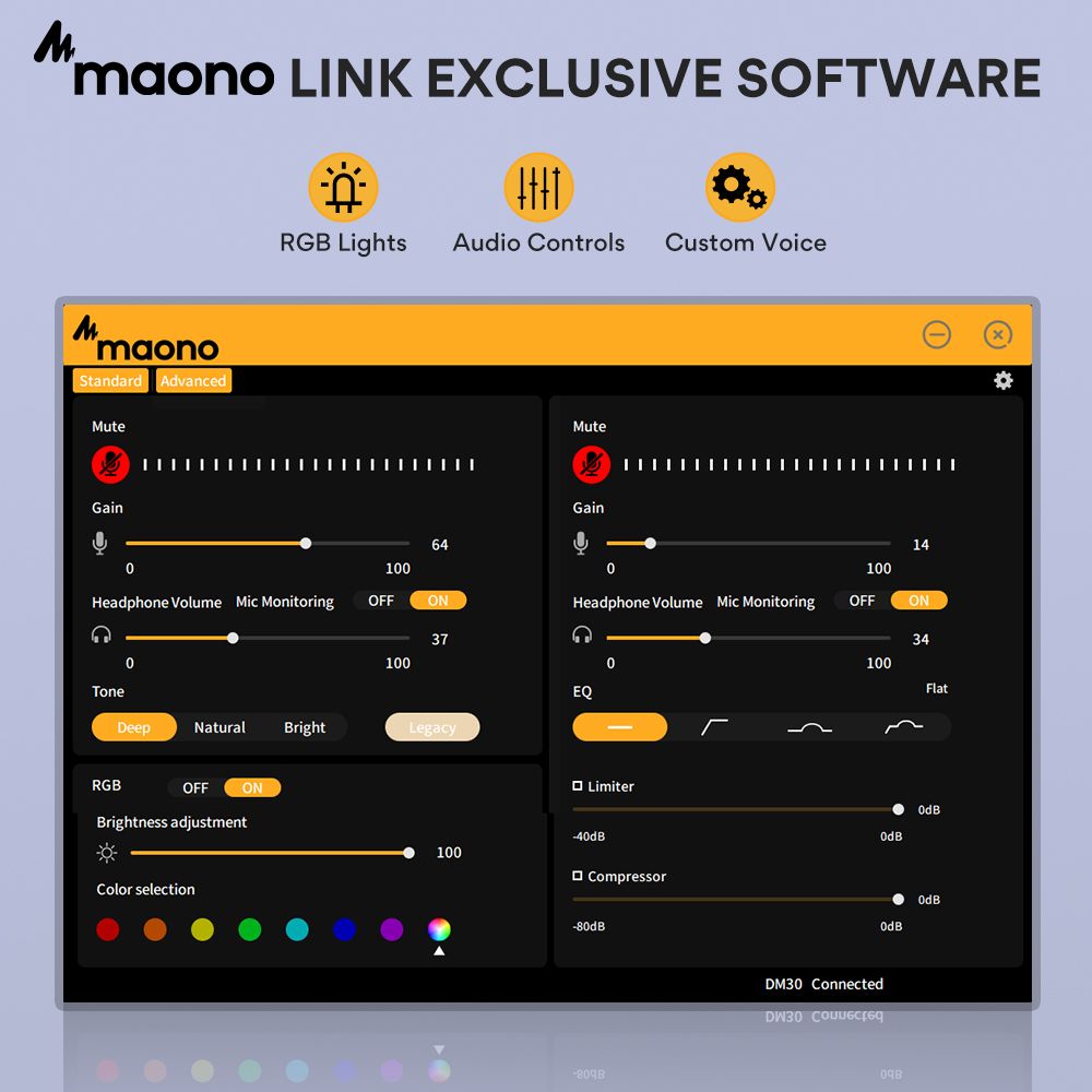 картинка Микрофон MAONO, модель DM30, фиолетовый 