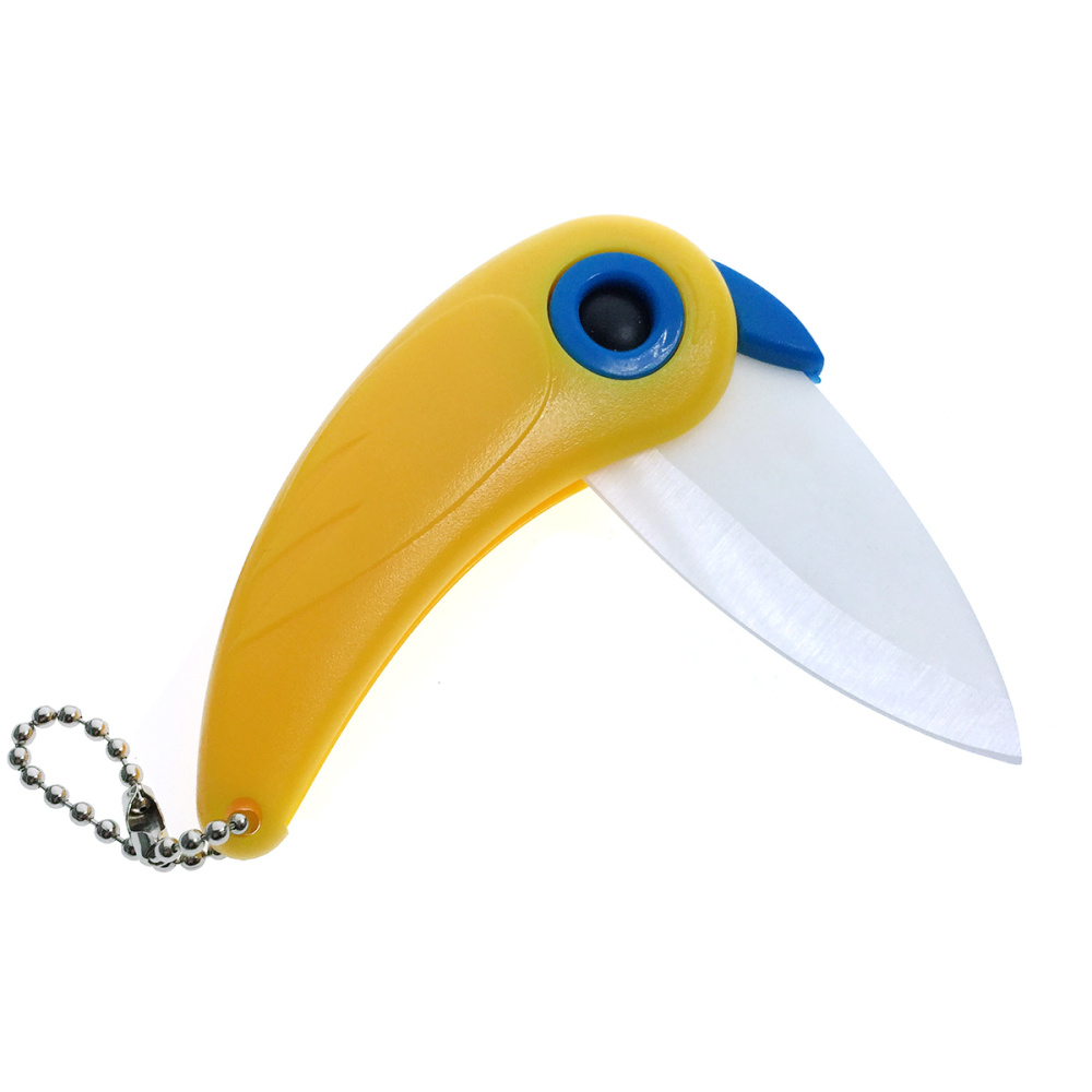 картинка Нож керамический Попугай, цвет желтый 