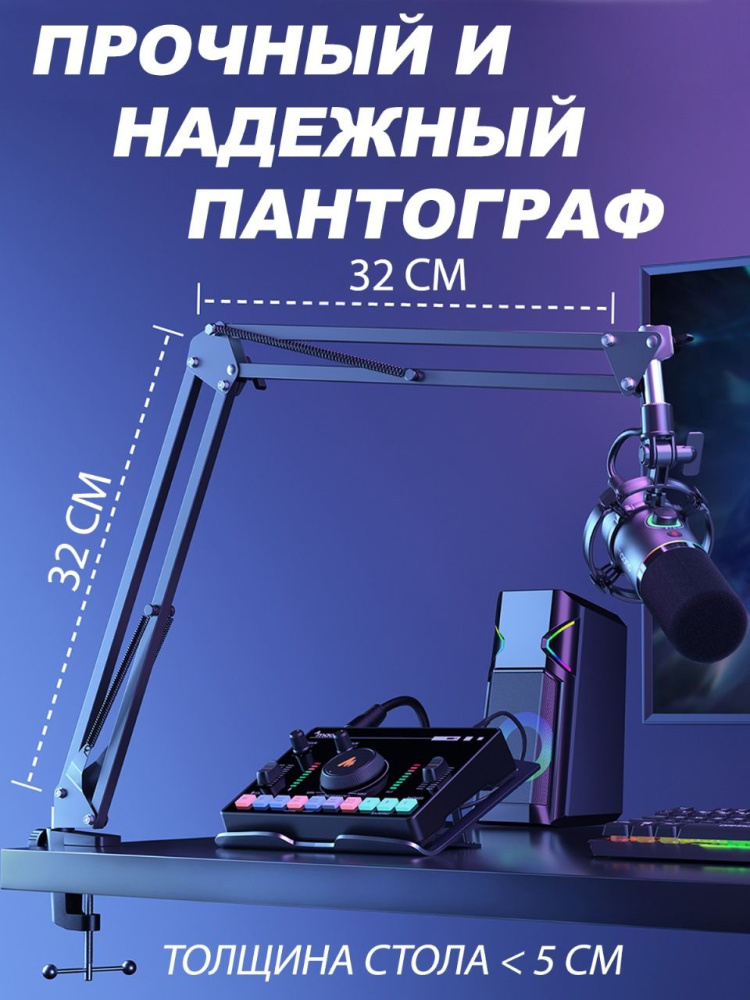 картинка Динамический микрофон с пантографом PD200XS черный 