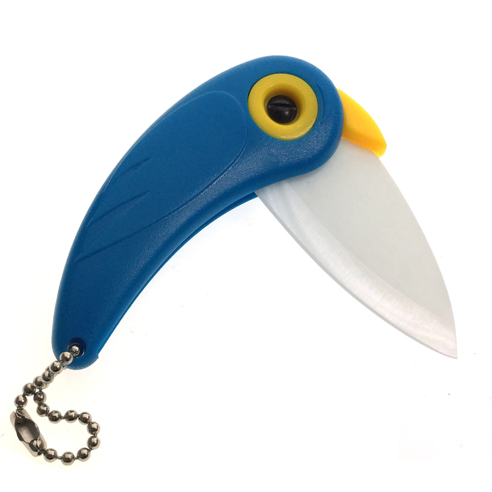 картинка Нож керамический Попугай, цвет синий 
