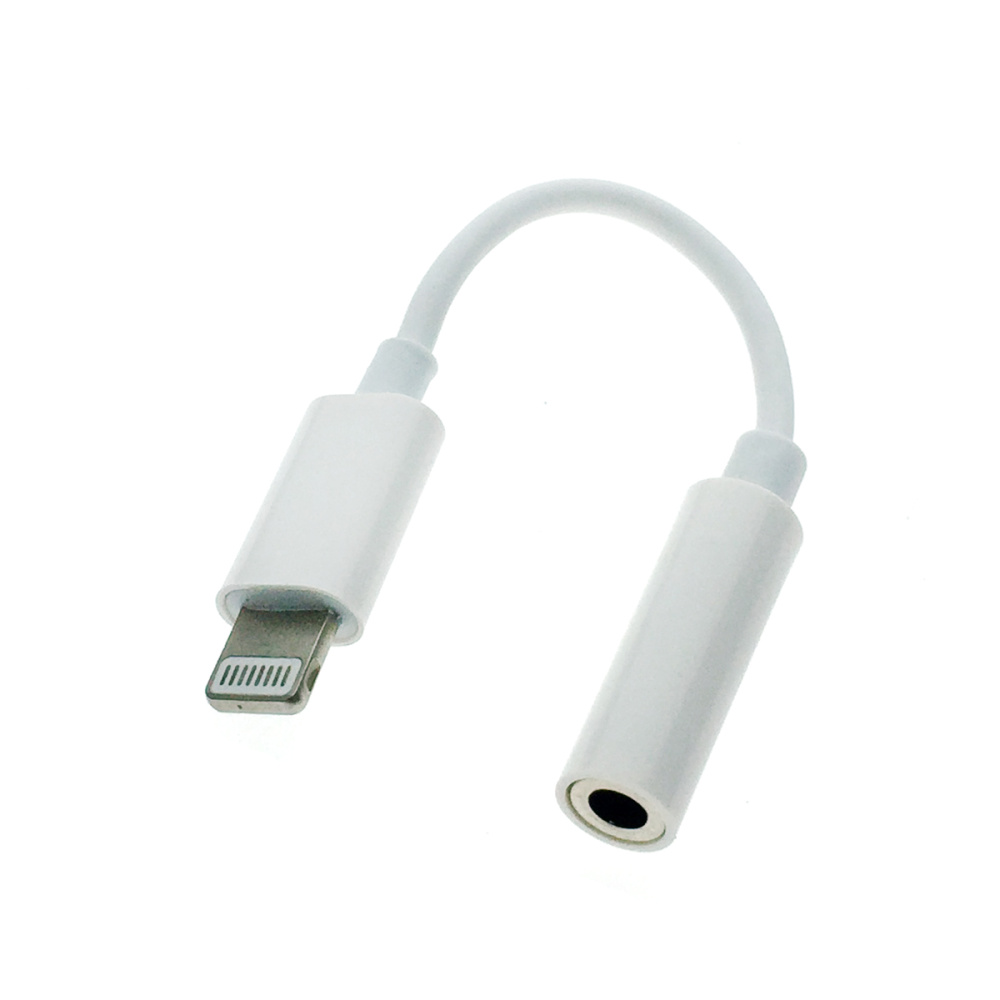 картинка Кабель - переходник Lightning 8 pin iphone ipad to audio jack 3,5 female, 10 cм для подключения наушников к смартфону IOS 