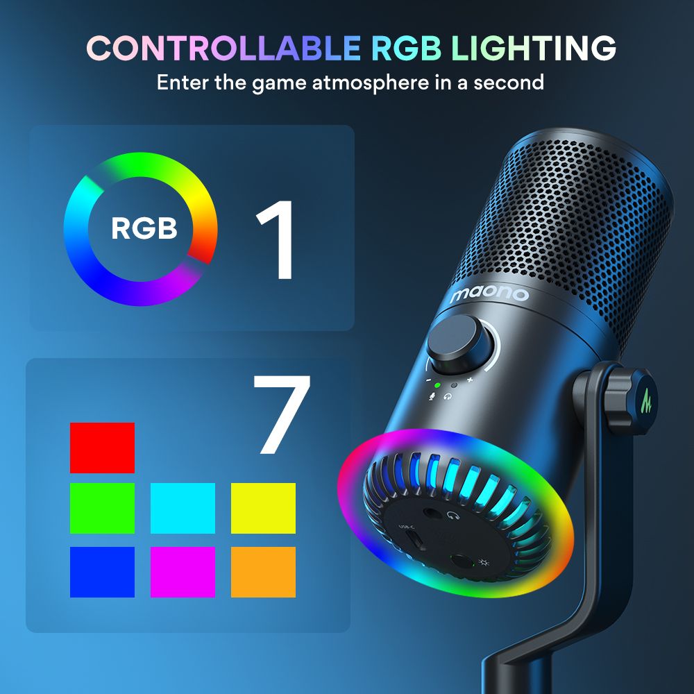 картинка Микрофон MAONO DM30, черный с RGB подсветкой 
