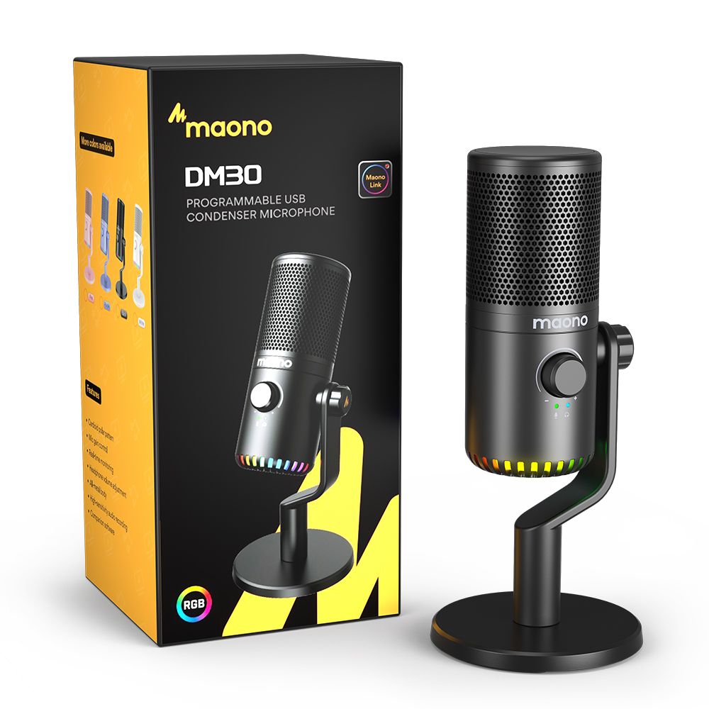 картинка Микрофон MAONO DM30, черный с RGB подсветкой 