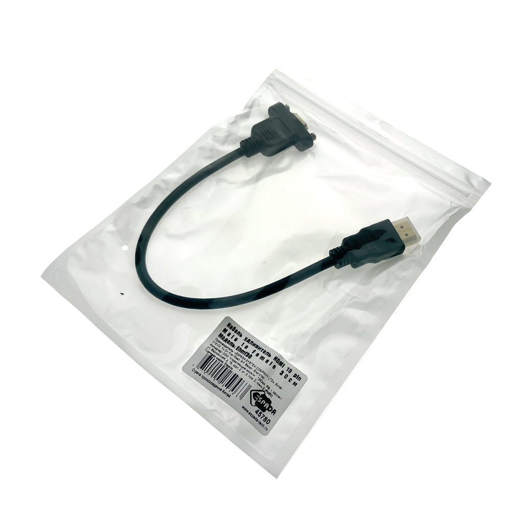 картинка Кабель удлинитель HDMI 19pin male на female 30см с креплением на корпусе или выносной панели , Ehmf30 Espada 