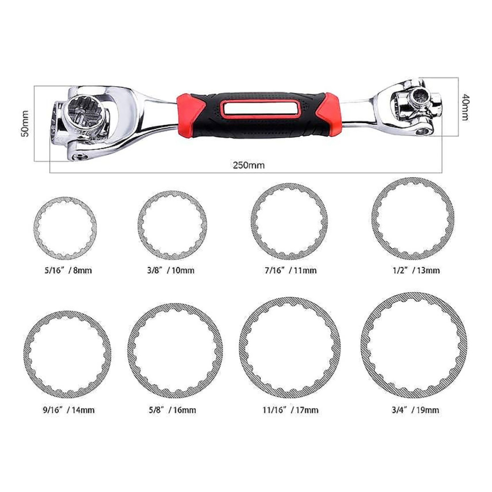 картинка Универсальный гаечный ключ Tiger Wrench 8-19 мм 360° 