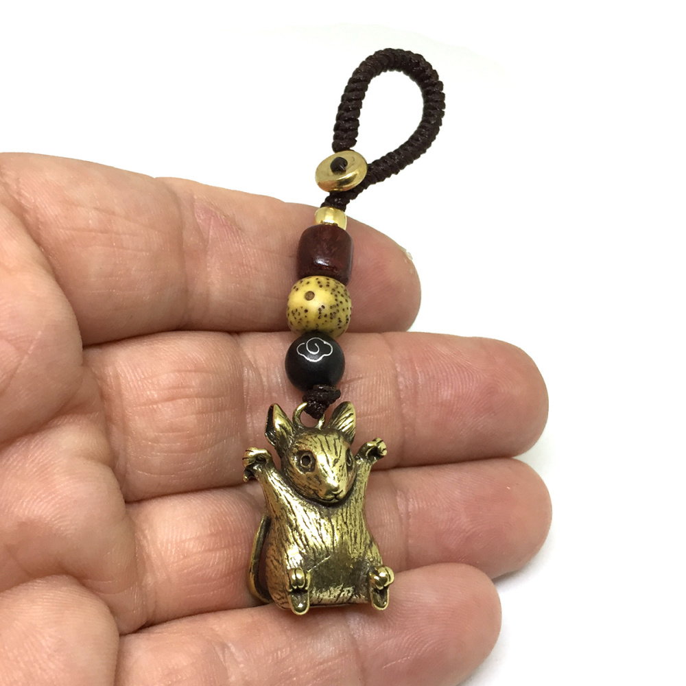 картинка Брелок - подвеска Мышь, латунь 