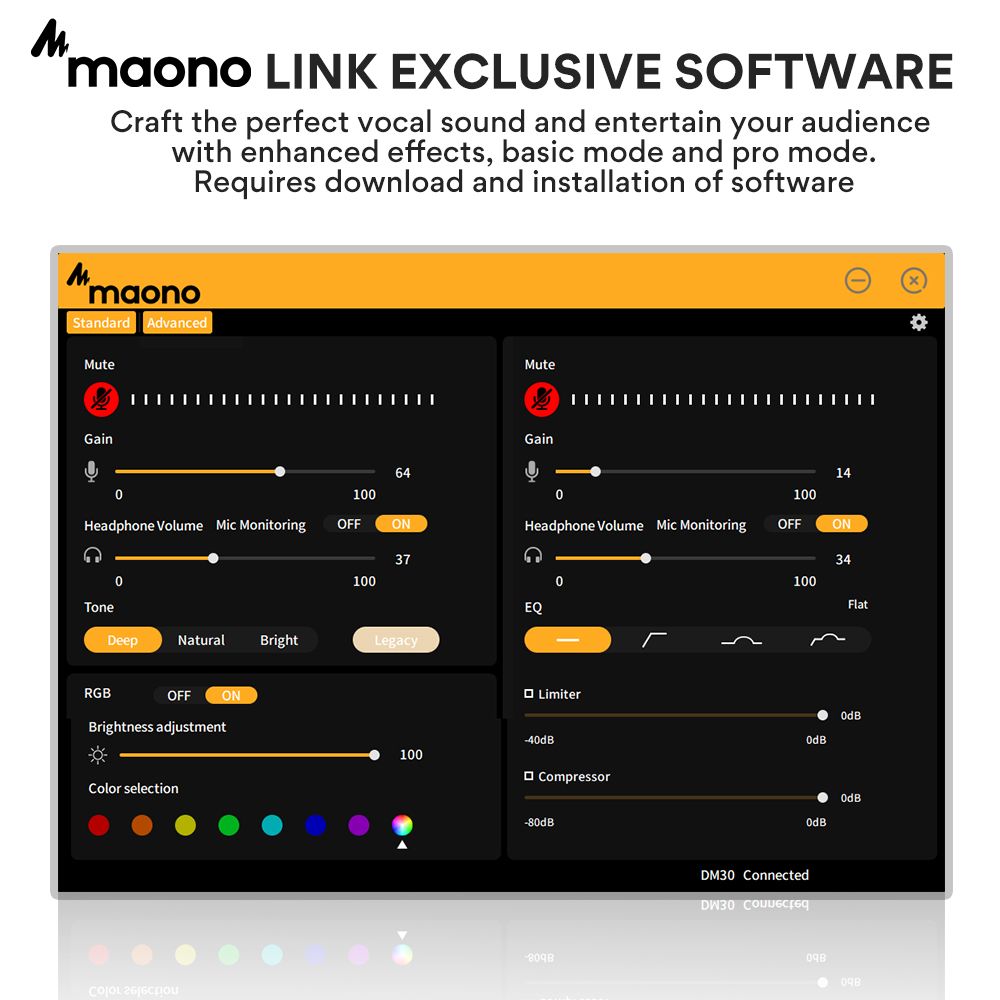 картинка Микрофон MAONO DM30, белый, с RGB подсветкой 