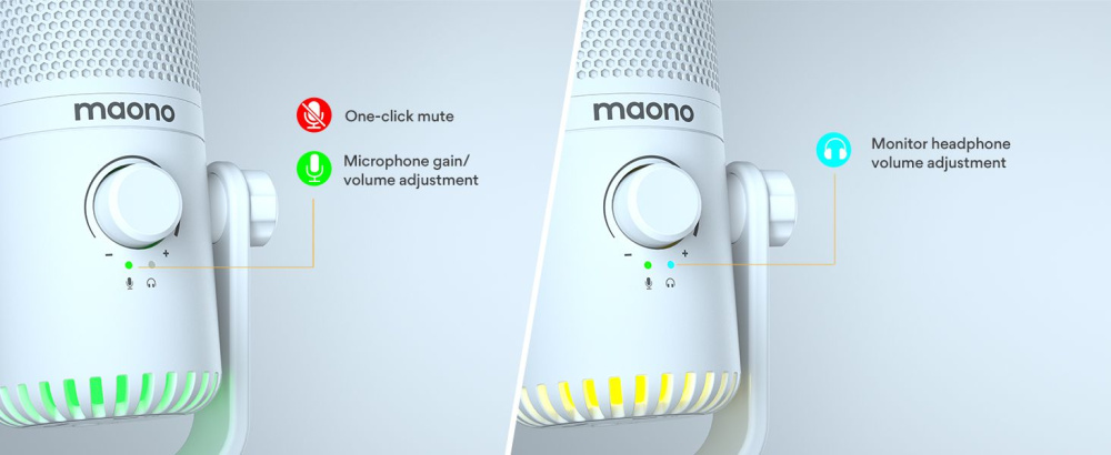 картинка Микрофон MAONO DM30, белый, с RGB подсветкой 