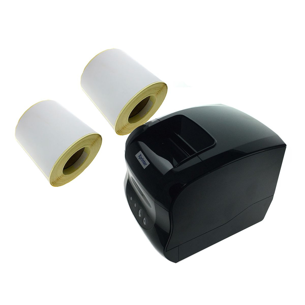 картинка Термопринтер этикеток Xprinter XP-365B + 2 рулона этикеток 