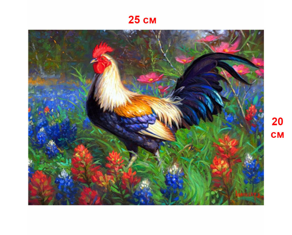 картинка Алмазная мозаика Большой петух, 20х25см 