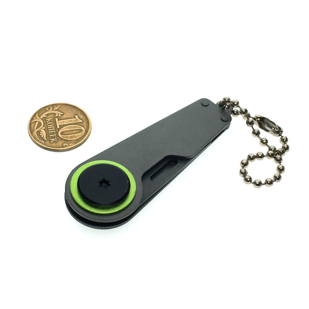 картинка Брелок Мини-нож EDC 3см / Мультитул, цвет зеленый 