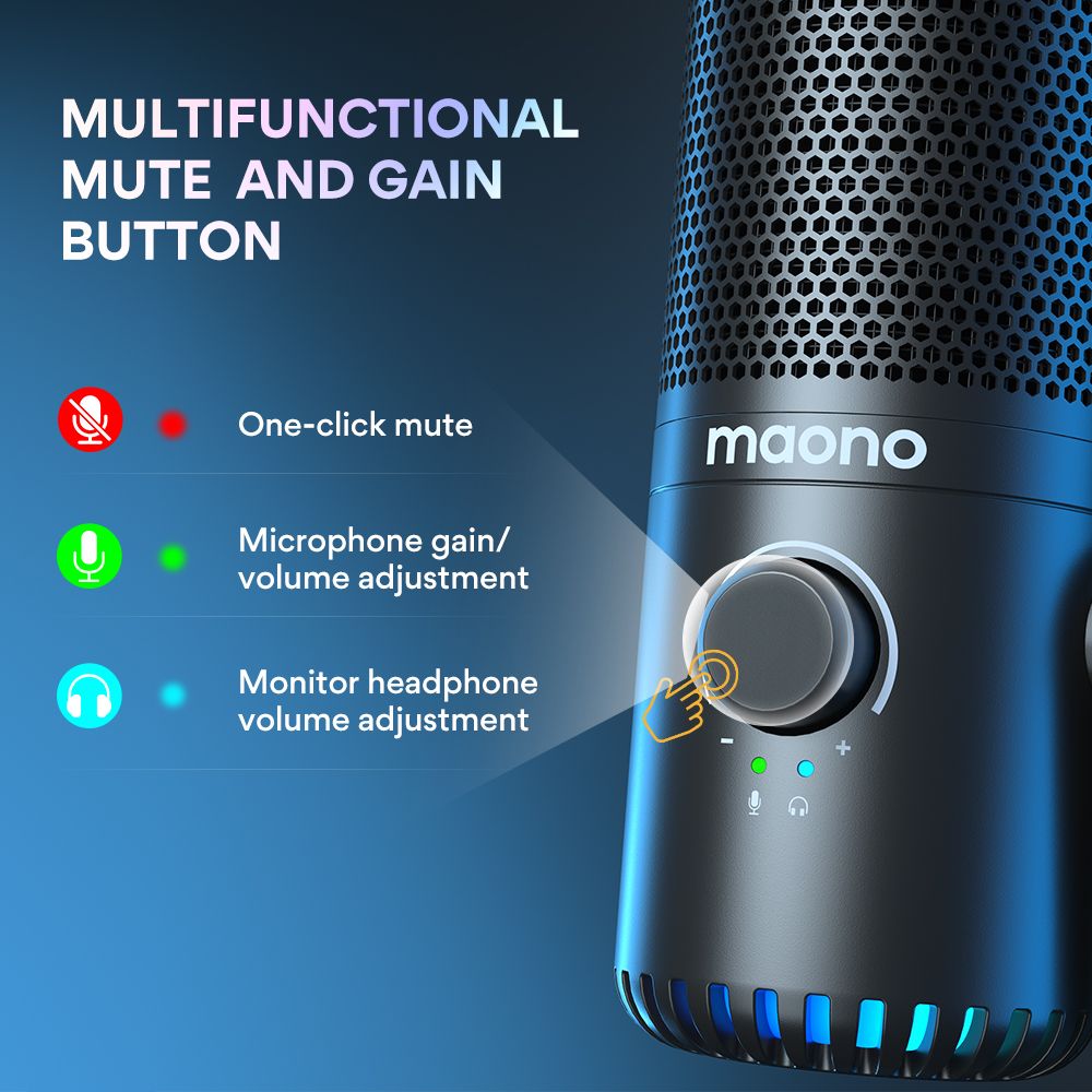 картинка Микрофон MAONO DM30, черный с RGB подсветкой 
