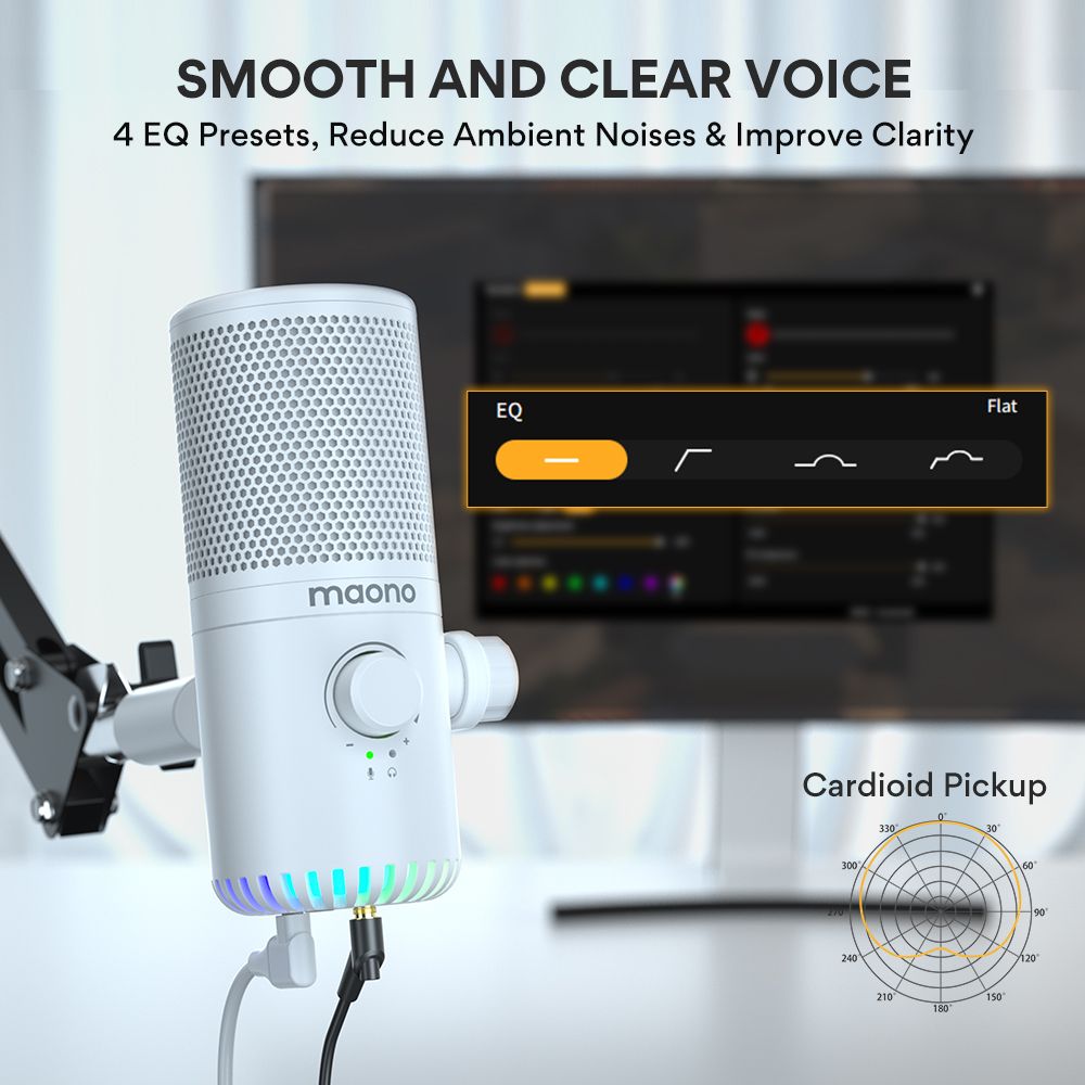 картинка Микрофон MAONO DM30, белый, с RGB подсветкой 
