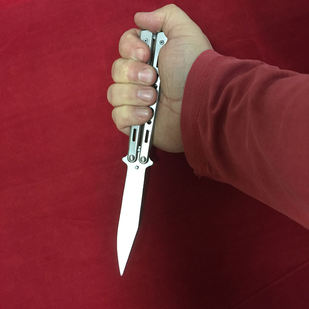 картинка Нож - бабочка / балисонг / тренировочный, без режущей кромки, цвет серебро 