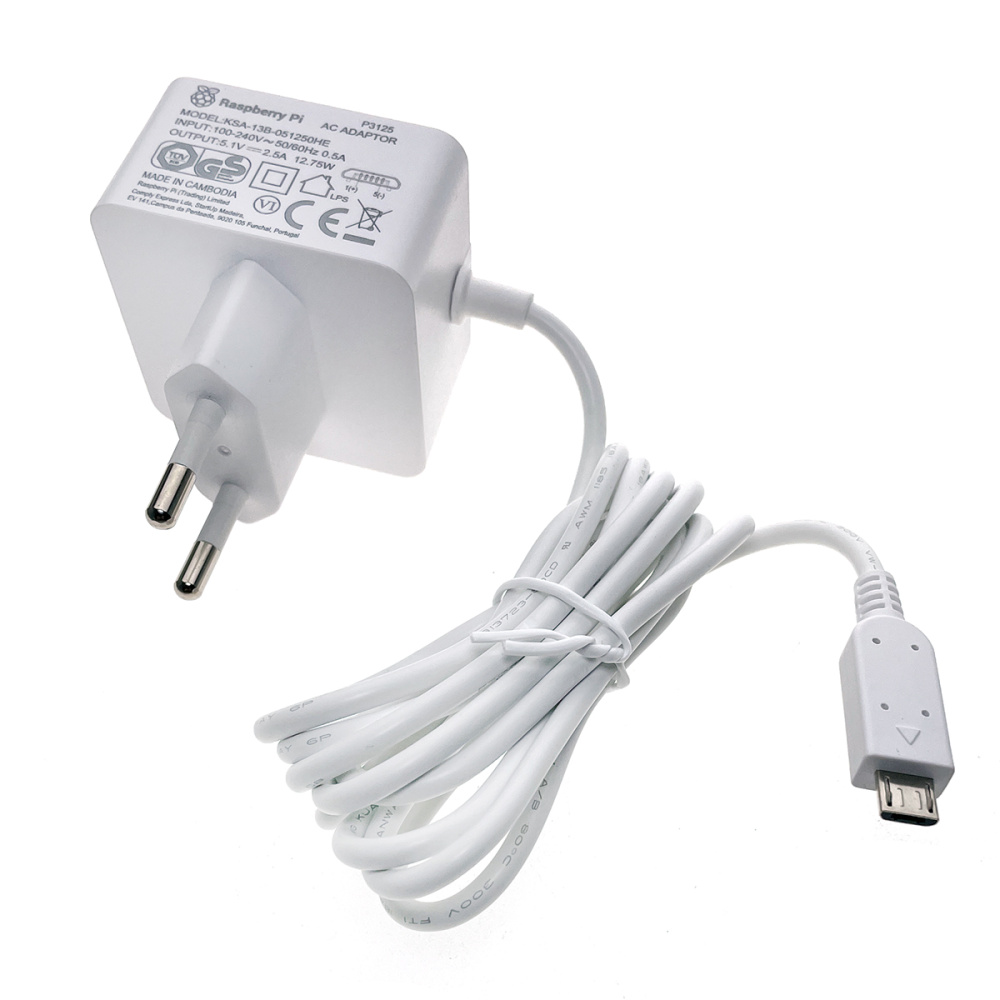 картинка Адаптер питания для Raspberry RPI 3 белый, оригинальный  