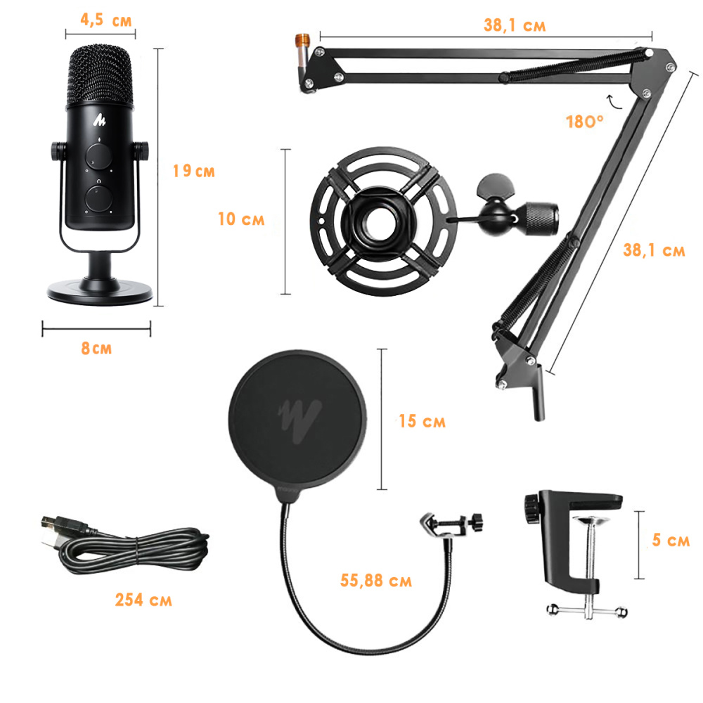 картинка Микрофонный комплект MAONO, модель AU-903S, USB 
