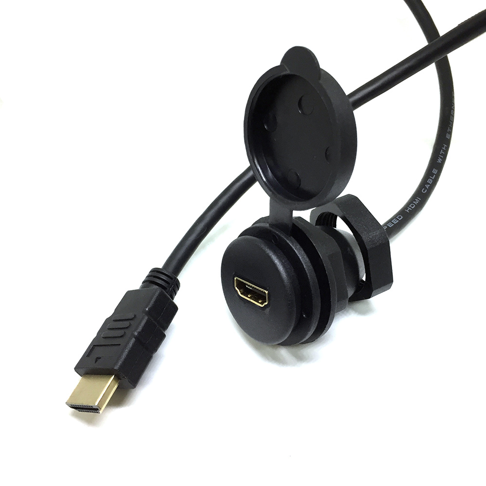 картинка Универсальный кабель HDMI male to HDMI female 2 м с водонепроницаемым IP67 выносным гнездом 