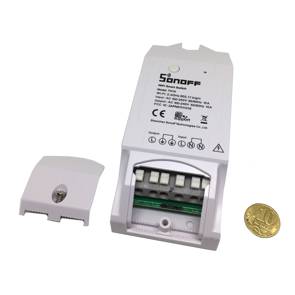картинка Выключатель / Переключатель WiFi TH10 Sonoff без датчиков 