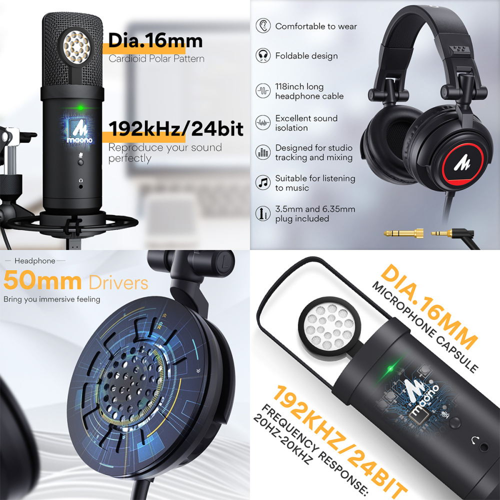 картинка Микрофонный комплект MAONO, AU-PM401H с наушниками AU-MH501 