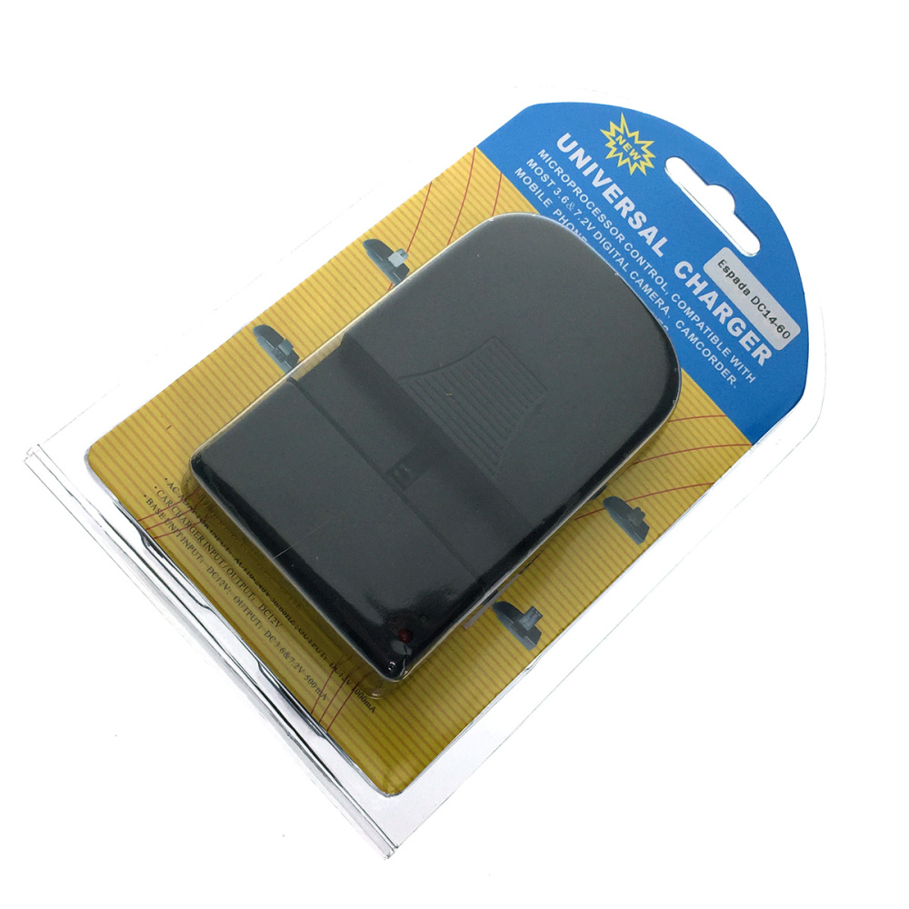картинка Универсальное зарядное устройство Li-ion аккумуляторов 3,7V, 7.2V, 5V USB Espada DC14-60 12V, 220V 