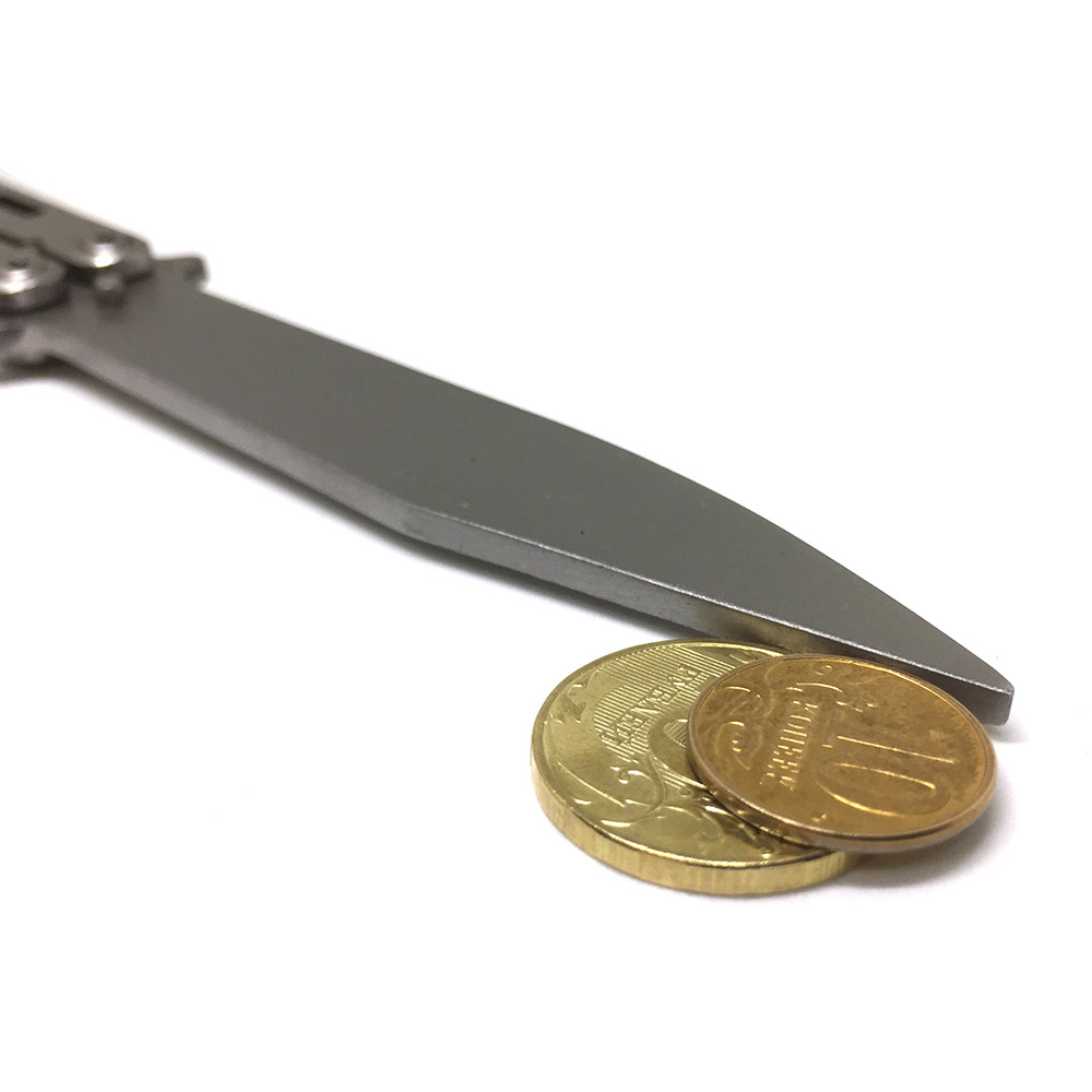 картинка Нож - бабочка / балисонг / тренировочный, без режущей кромки, цвет серебро 