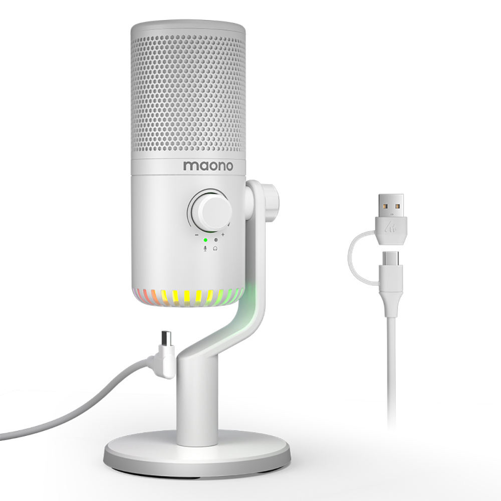 картинка Микрофон MAONO DM30, белый, с RGB подсветкой 