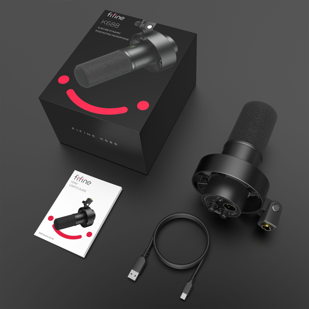 картинка Микрофон динамический / гибридный Fifine K688 USB/XLR 