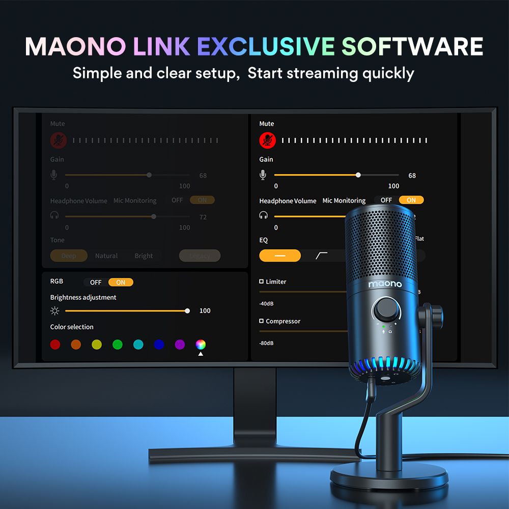 картинка Микрофон MAONO DM30, черный с RGB подсветкой 