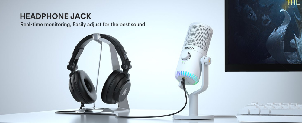 картинка Микрофон MAONO DM30, белый, с RGB подсветкой 