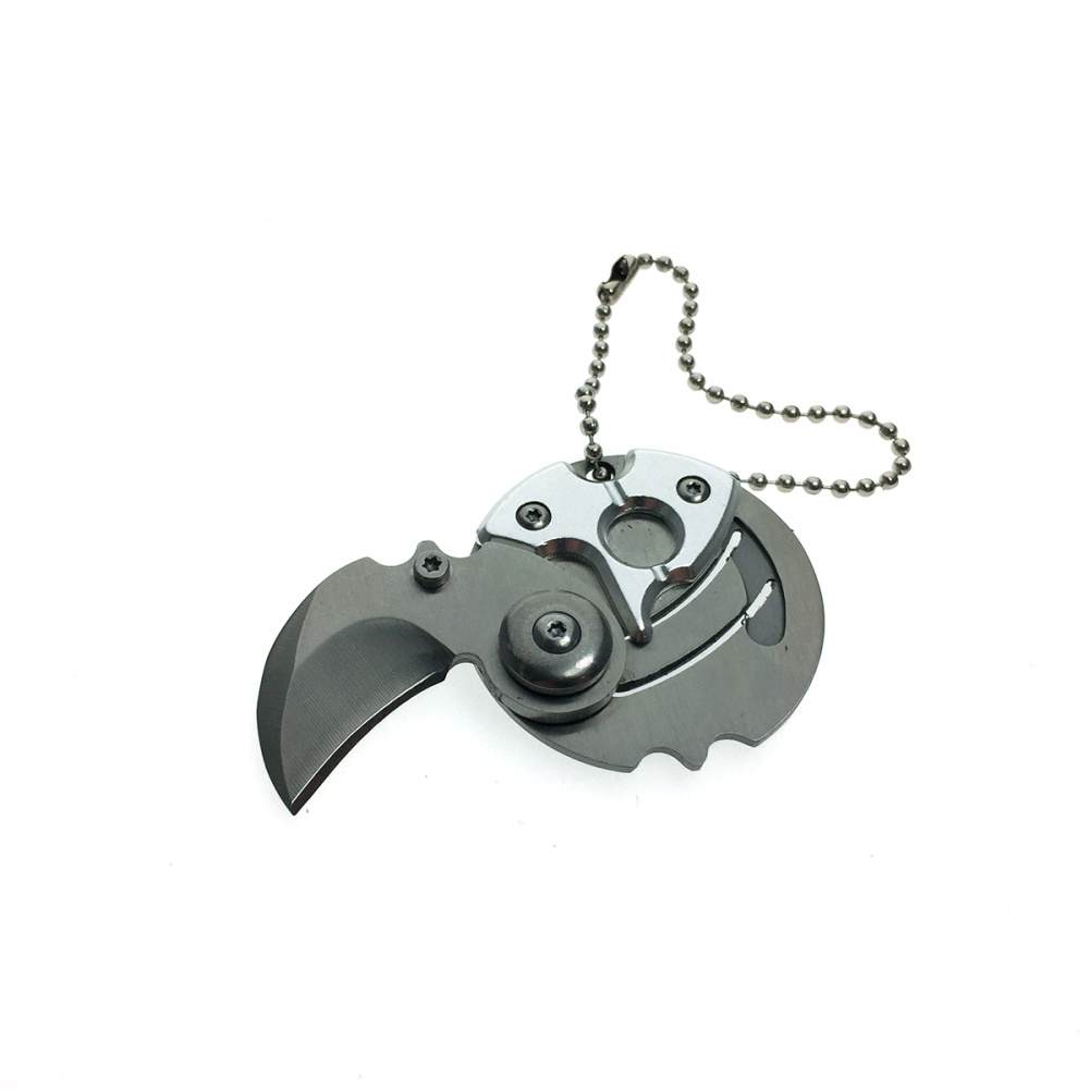 картинка Брелок мини - нож Коготь складывающийся круглый, цвет серебро 