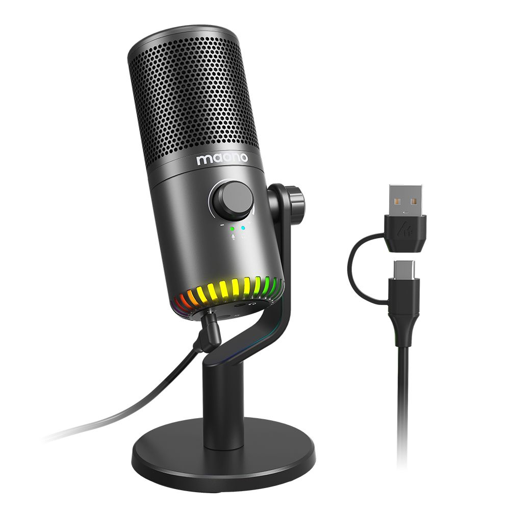 картинка Микрофон MAONO DM30, черный с RGB подсветкой 
