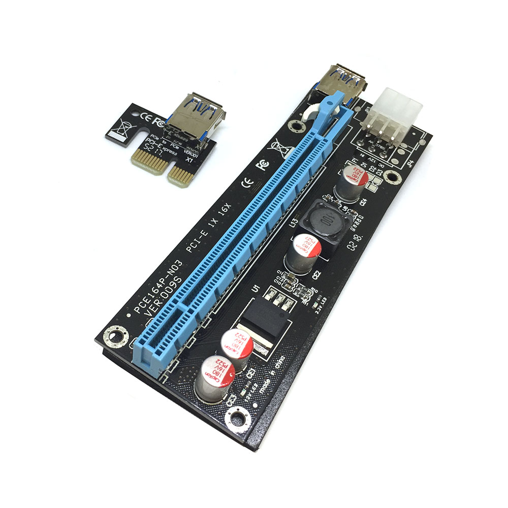 картинка USB Riser card PCI-E x1 male to PCI-E x16 female с питанием 6Pin, EpciEkit ver009S, Espada, в комплекте кабель usb3.0 /ризер /райзер карта 