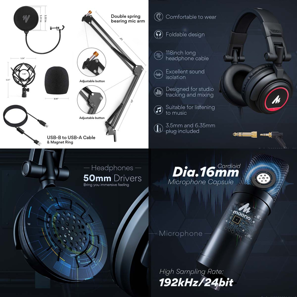 картинка Микрофонный комплект MAONO, AU-A04H с наушниками AU-MH501 