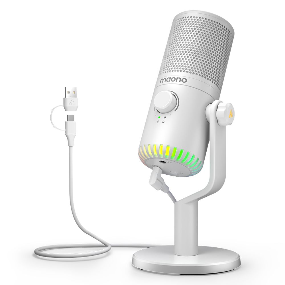 картинка Микрофон MAONO DM30, белый, с RGB подсветкой 