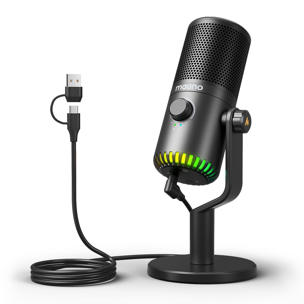 картинка Микрофон MAONO DM30, черный с RGB подсветкой 
