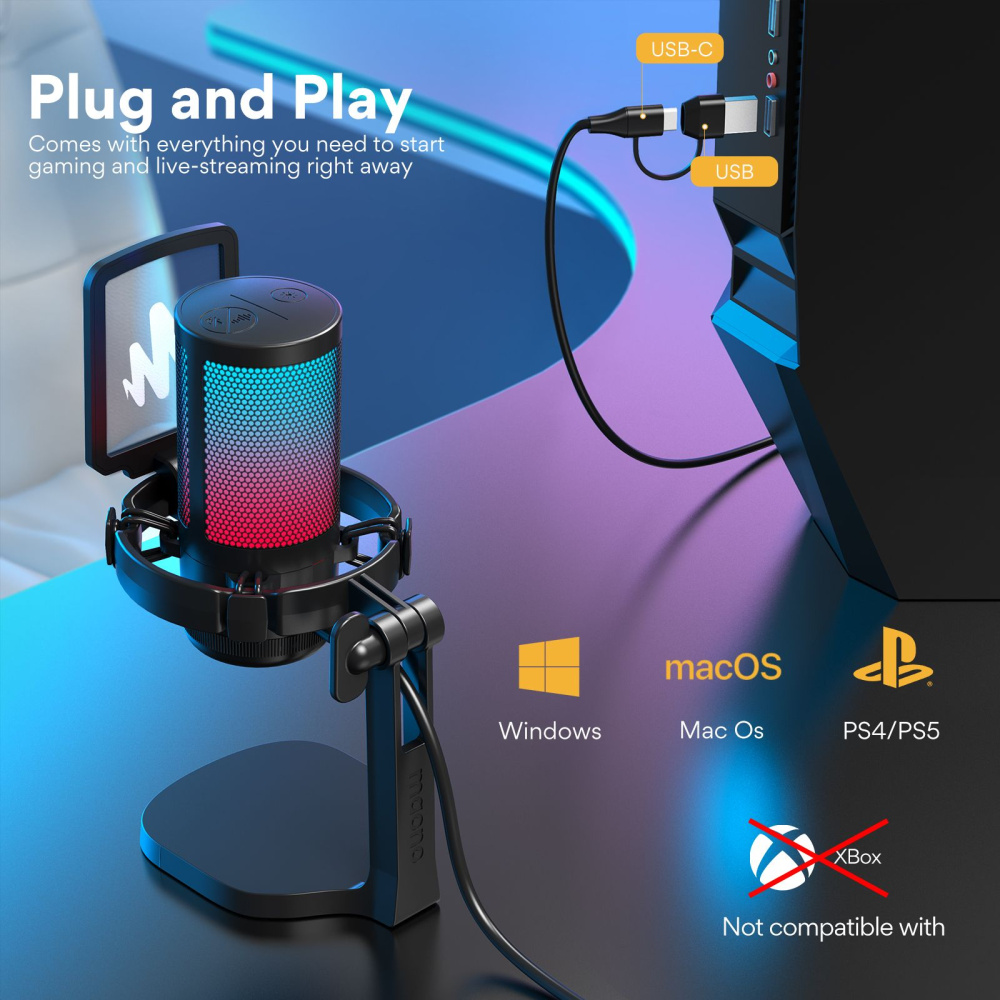картинка Конденсаторный игровой Микрофон для ПК MAONO, DGM20 